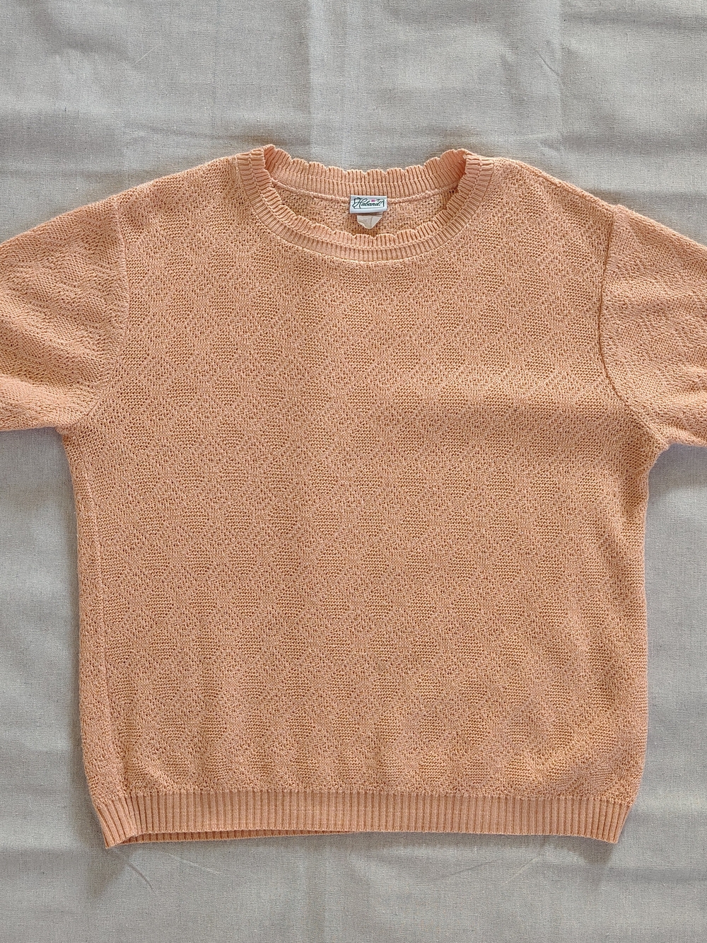 Haband Peach Short-Sleeve Crewneck Knit Sweater